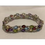 Silver 925 bracelet covered with multicoloured stones