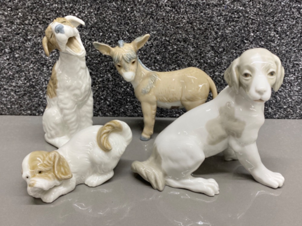 4x Nao by Lladro animals - includes Donkey & 3 dogs