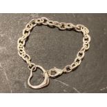 Heavy silver 925 bracelet with heart shaped attachment, 20.5g