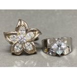 2 silver & CZ rings, 12g, size K