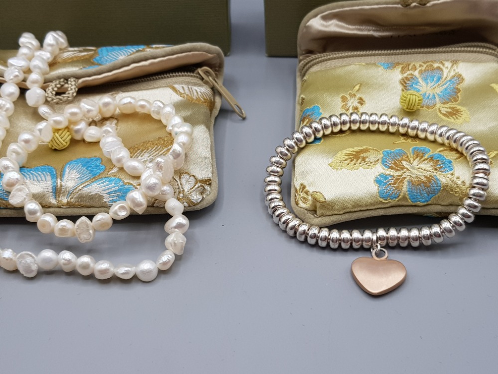 Honora collection pearl necklace and bracelet and another bracelet all boxed - Image 2 of 2