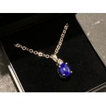 925 silver chain with blue lapis Lazuli stone drop pendant, 3.9g gross