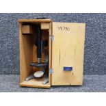 Vintage USSR Microscope with attachments & original wooden case