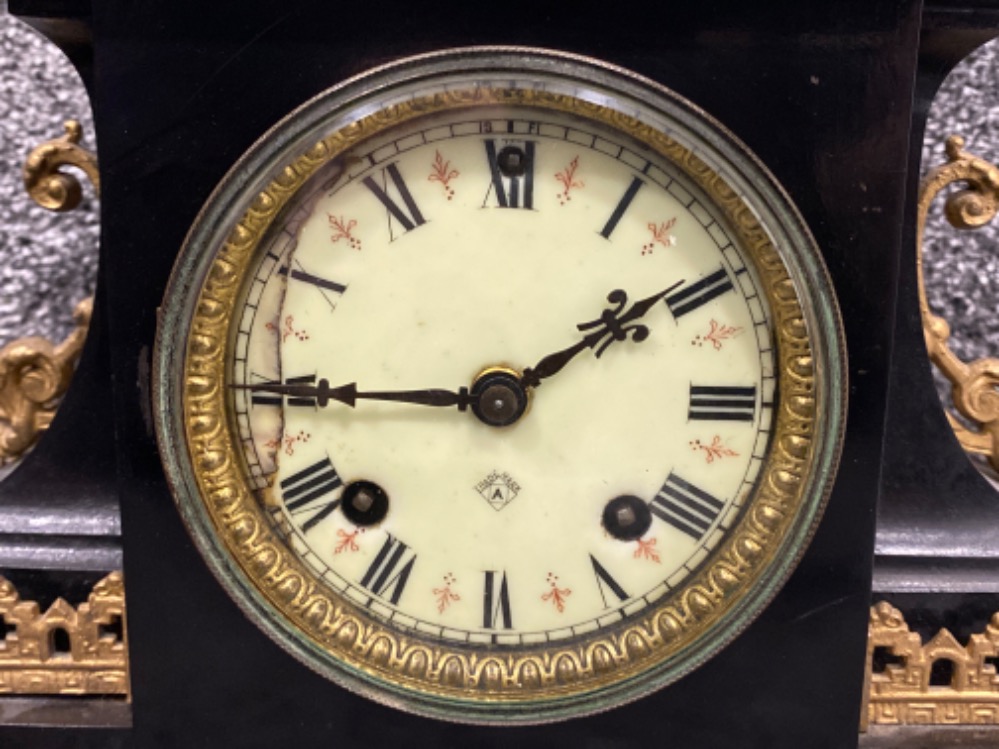 Antique Ansonia black slate mantle clock “New York” - Image 2 of 3