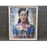 A colour print after Vladimir Tretchikoff Lady with Lotus 58 x 48cm