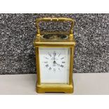 R.Richardson silversmiths Darlington brass carriage clock with key & original box