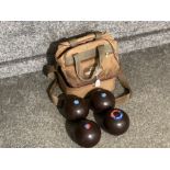 A set of lawn boules in bag