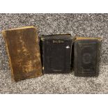 2 Antique bibles, both hardback copys, hardback book- the new young mans companion dated 1811