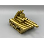 Small tank model made out of brass cases