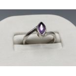 9ct white gold ring with amethyst stone size k and weighs 2.8g