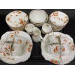 39 piece Victorian tea set - cream with floral pattern