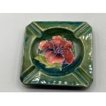 Moorcroft Hibiscus patterned (orchid and green) ashtray