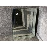 Modern all glass hall mirror with 3 row glass frame- 60x81cm