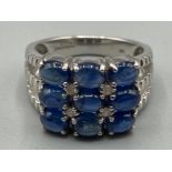 9ct white gold and blue stone ring size N 5.7g gross