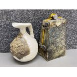 Cypriot studio art pottery jug singed on the base (Vassos 3) & studio pottery travelling container