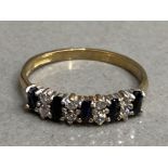 9ct gold sapphire & CZ 1/2 eternity ring, size N, 1.7g