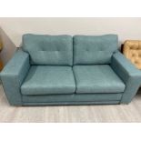 Two seater upholstered reception sofa - in turquoise