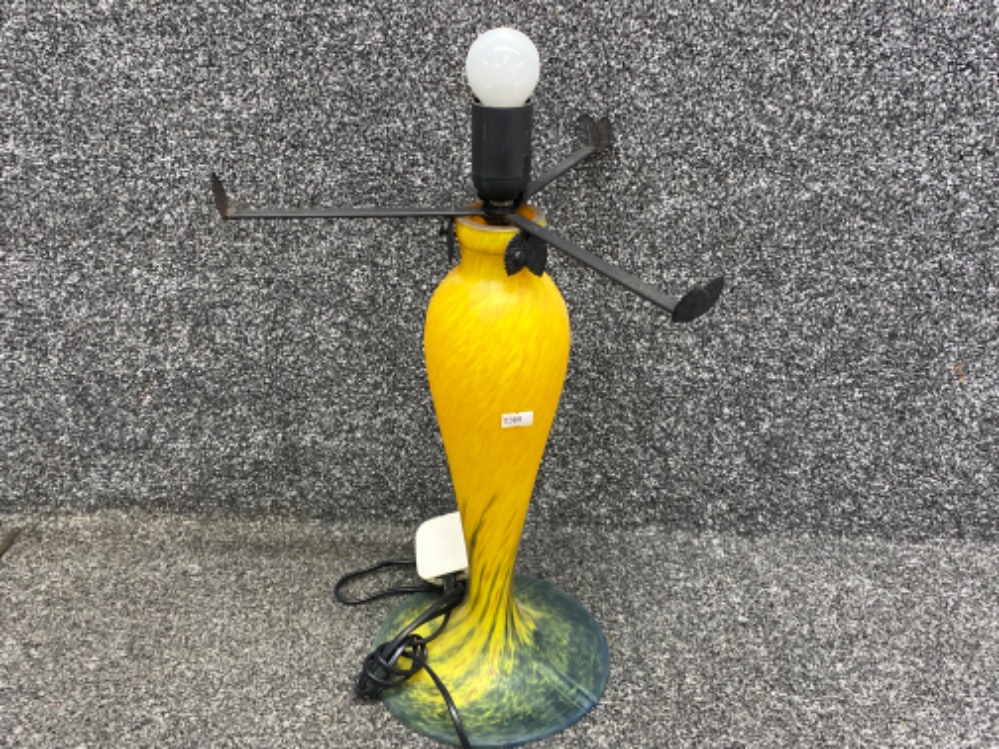 French Art Deco style yellow glass table lamp
