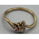 9ct gold and gemstone butterfly ring size J 1g