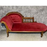 Victorian Mahogany framed upholstered chaise longue