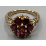 9ct gold fancy gem set ring size N 4.3G gross