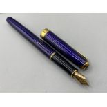 Parker sonnet series fountain pen in brilliant blue (gold clip) with fine nib & box