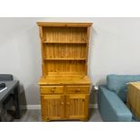 Narrow pine Welsh dresser fitted with 2 drawers & 2 below cupboards, 91x44cm, height 80CM