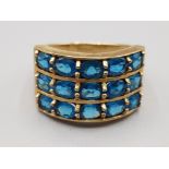 9ct gold and blue stone ring size N 4g gross