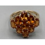 9ct gold fancy gem set ring size N 3.9g gross