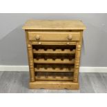 Pine 20 bottle wine rack fitted with a single drawer, 69x32, height 87cm