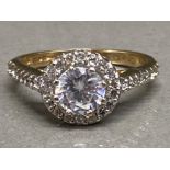 9ct yellow gold & CZ dress ring, size K1/2, 2.6g