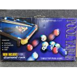 Miniature table top pool game, boxed