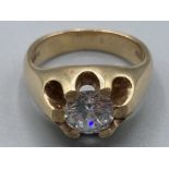 9ct gold fancy gem set gypsy style ring size M 1/2 7.7g gross