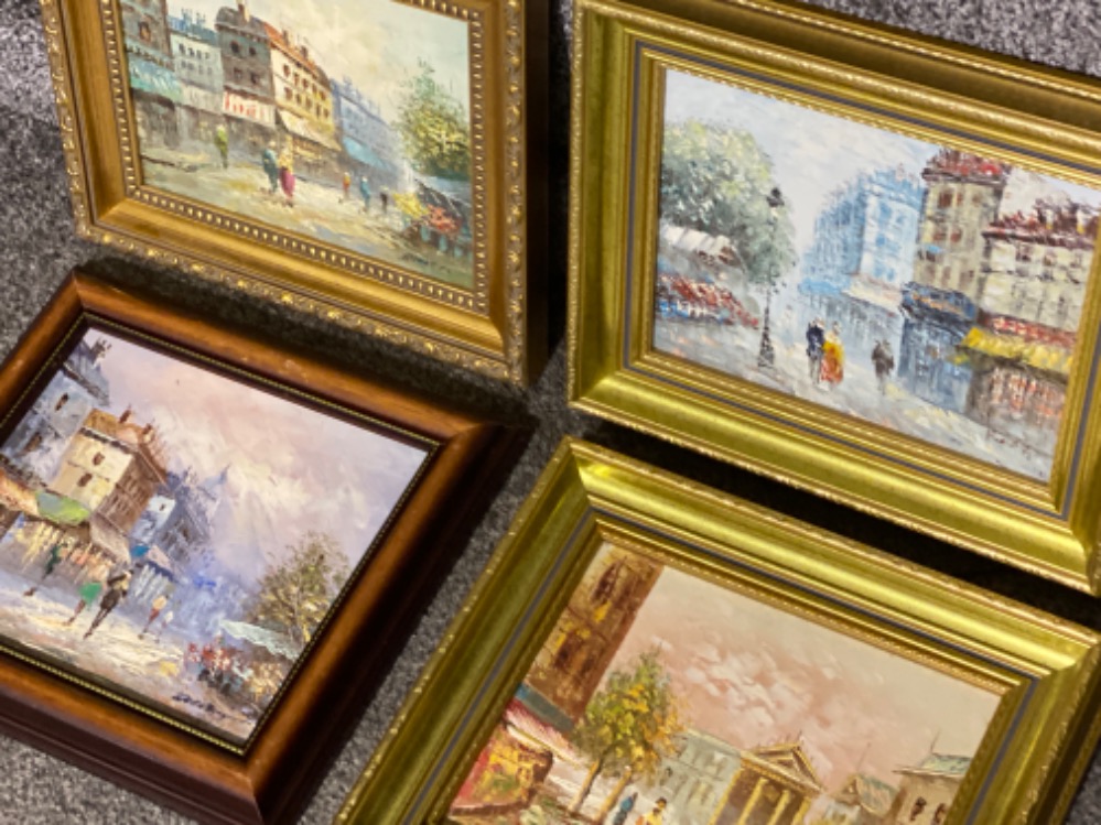 4 framed oil paintings of street scenes - Image 2 of 2