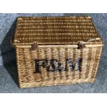 A large wicker hamper basket by Fortnum and Mason