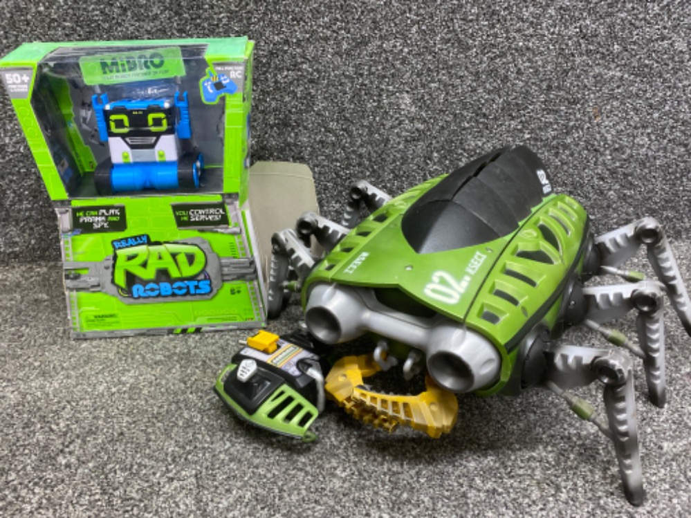 MiBro really rad robots Spy bot complete with original box together with a RC Tyco 02N.S.E.C.T
