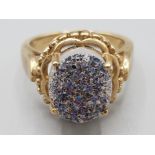 9ct gold and fancy gem set ring size N 5.6g gross