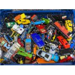 Crate containing a large quantity of matchbox diecast vehicles (mainly cars)