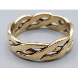 9ct gold plaited band ring size T 5g