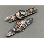 Two hallmarked silver & gold leaf brooches, 6.1g
