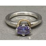 Silver 925 Pandora ring with purple stone, 5G, size M