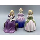 3 Royal Doulton girl figures includes HN 1370 Marie, HN 2338 Penny & HN 2236 Affection
