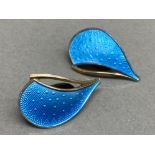 Norwegian Silver & blue enamel pair of clip on earrings