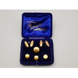 9ct yellow gold 4 button & pair of 9ct gold cufflinks set in original watchmaker & jeweller J.E.