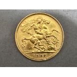 22ct gold Edward VII 1908 half sovereign coin