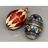 2 nicely decorated faberge style egg trinkets