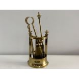 Vintage brass fire companion set