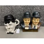 Laurel and Hardy double bust and a Hardy teapot