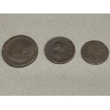 Three George III coins including a cartwheel penny