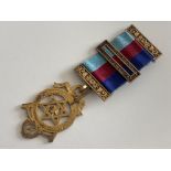 Hallmarked silver gilt Masonic Royal Arch provincial beast jewel medal with original ribbon